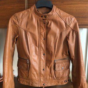 100% Genuine Leather Tan/Brown Moto Leather Jacket